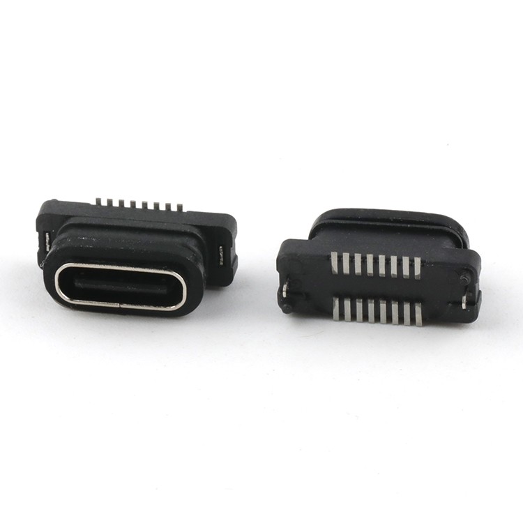 180Degree SMT Type IP68 Waterproof 16Pin USB C Female Connector