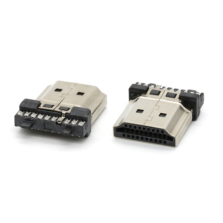 20P Steel Shell High Definition Multimedia Interface A Male Connector for Wire Soldering