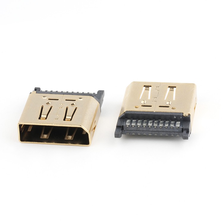 20Pin Gold Plated Displayport DP Female Connector for Wire Soldering