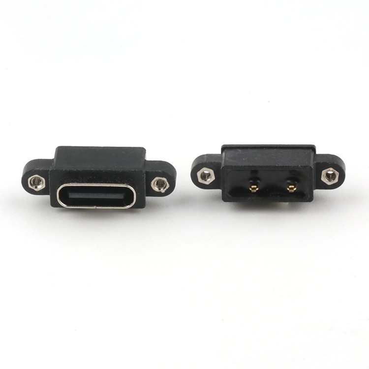 2Pin USB C Female Connector Dip Type IP68 Waterproof USB C Female Connector