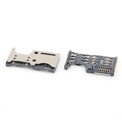 3 In 1 Sim Card Connector 2.50H SMT Type Stainless Steel Sim Card Connector
