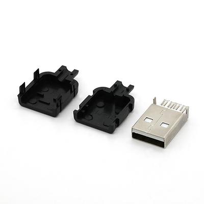 3 In 1 USB 2.0 A  Type Male Solder Connector with Plastic Shell for DIY