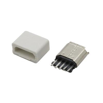3 in 1 Micro USB 2.0 Male Plug Connector USB Kit 5Pin With White Plastic Cover for DIY