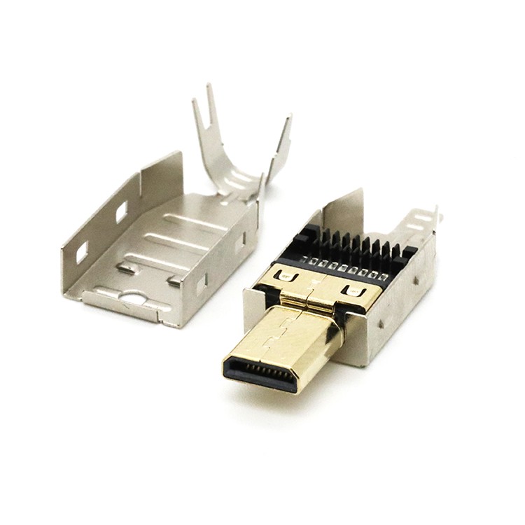 4 In 1 High Definition Multimedia Interface D Type Male Connector with Wire Soldering