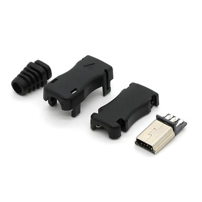 4 in 1 Micro 2.0 USB Type A Male Plug Connector 5Pin with Plastic Cover for DIY