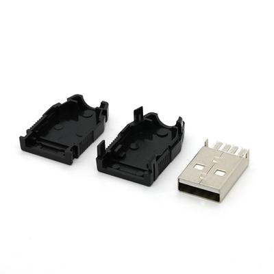 4PIN DIY USB Connector Kit with Black Plastic Shell USB 2.0 A Type Assembly Diy Connector