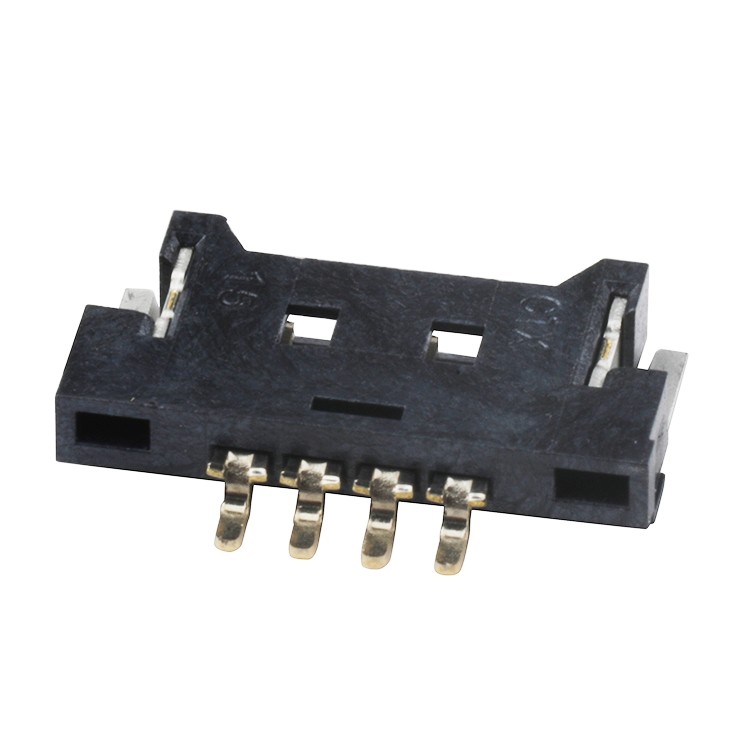 4Pin Black Color 1.25mm Pitch  SMT Type Right Angle Wire To Board Connector