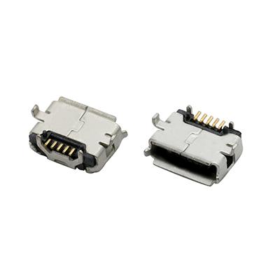 5P Micro USB 2.0 AB Type Female Receptacle PCB Connector with Flange
