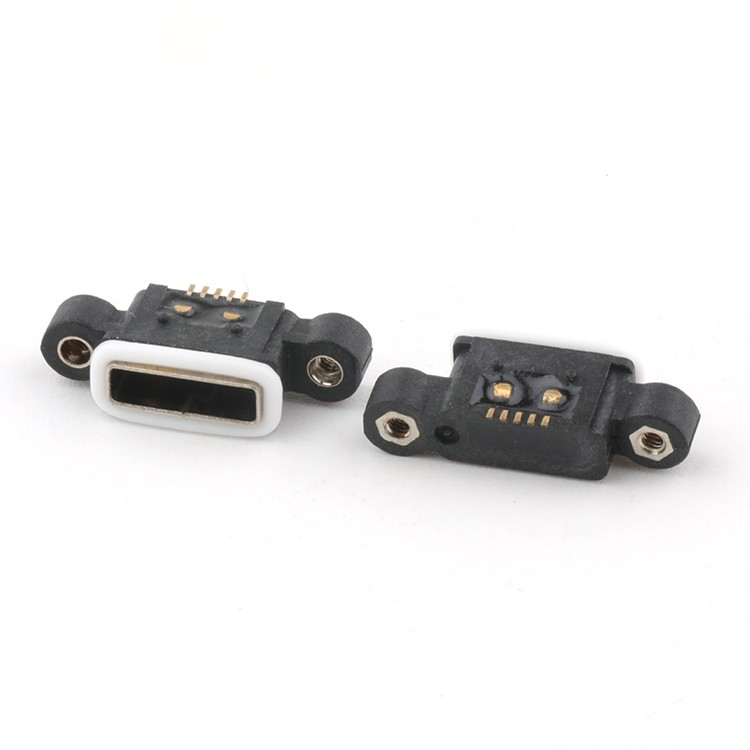 5Pin IP67 Waterproof Micro USB 2.0 B Type Female Connector With Screw