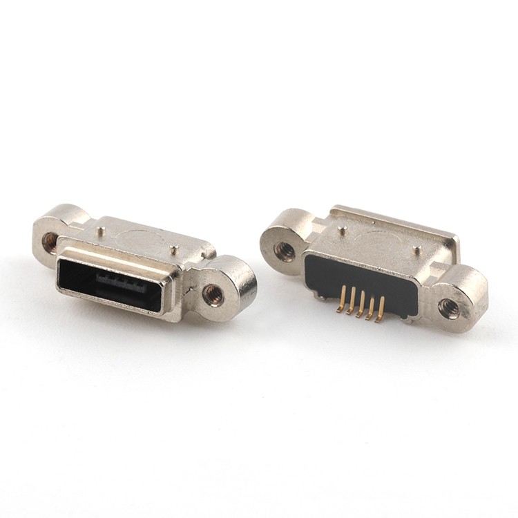 5Pin Micro USB 2.0 AB Type Female Socket Connector with Screw