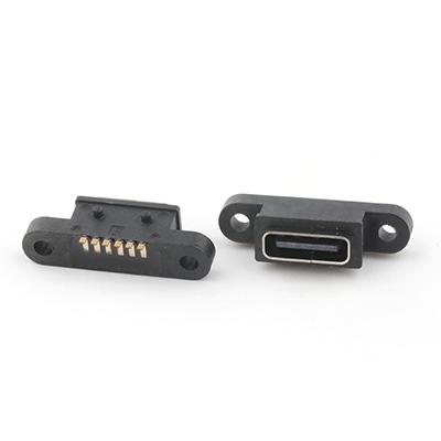 6Pin SMT Type IP68 Waterproof USB C Type Female Connector