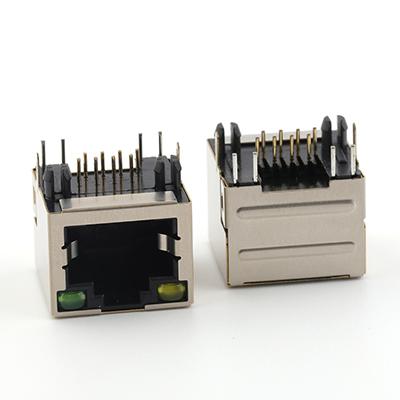 90Degree Right Angle DIP Type RJ45 Female Connector with LED