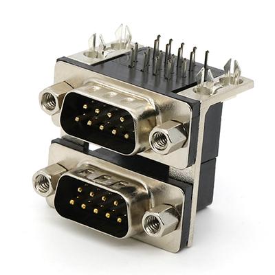 90Degree Through Hole D-SUB 9P Male To D-SUB 9P Male Connector with Screw