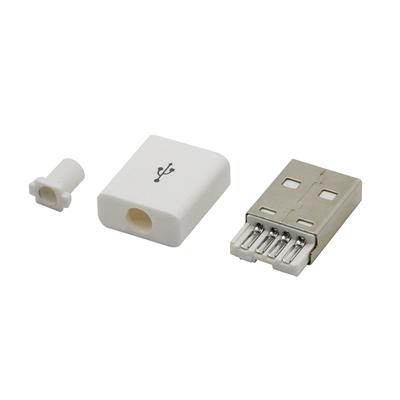 DIY USB 2.0 4PIN Type A Male Plug Connector with White Plastic Cover  3 in 1 