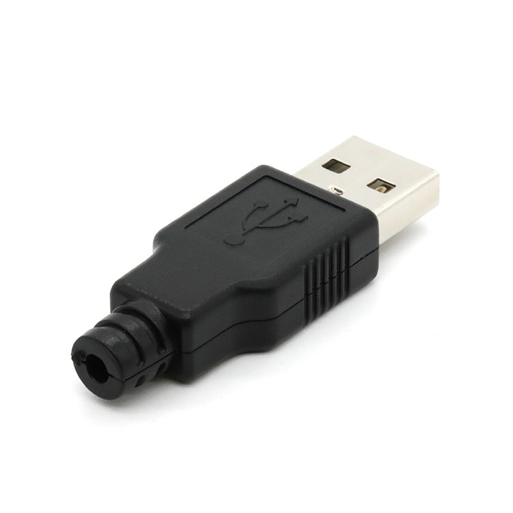 DIY USB 2.0 A Type 4Pin Male Plug connector with Black Plastic Cover