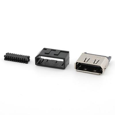 DisplayPort 20Pin Female Connector For Wire Soldering With Cover