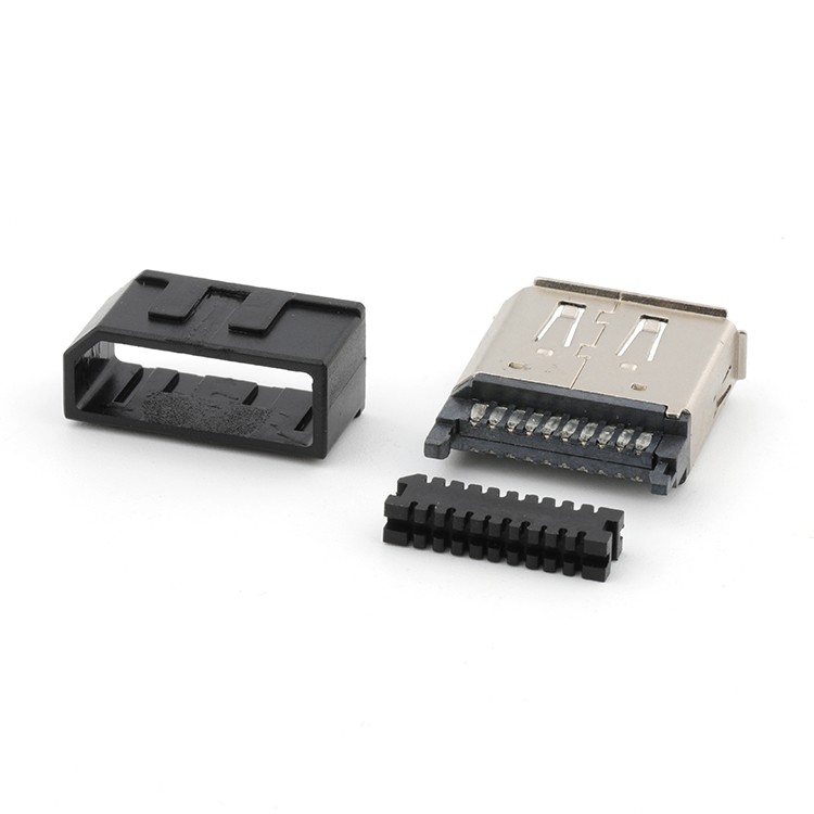 DisplayPort 20Pin Female Connector For Wire Soldering With Cover