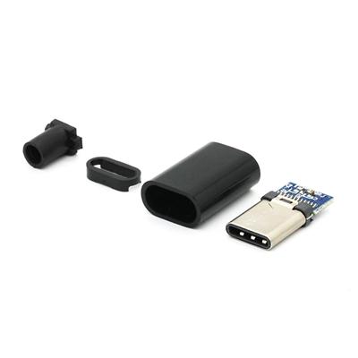 Diy USB Type C Male Plug Connector USB Kit  4 in 1with Black Housing Cover
