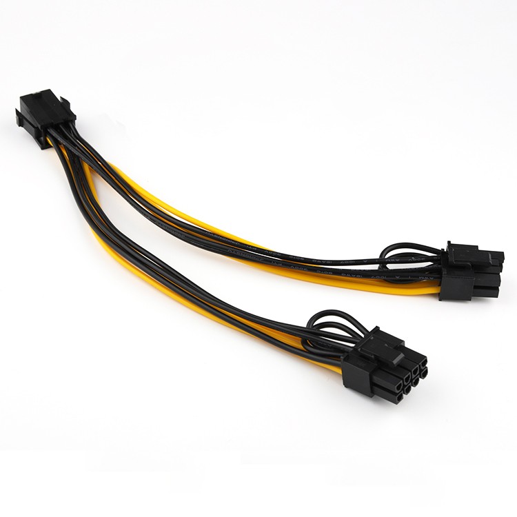 Dual 8 (6+2) Pin PCIE to EPS CPU 12V 6 Pin Power Supply Cable 18AWG 20CM Extension Cable
