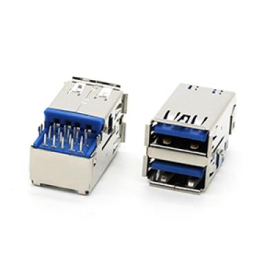Dual Port USB 3.0 A Female Socket Connector