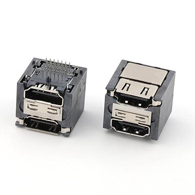 Dual Port Through Hole High Definition Multimedia Interface Female Connector
