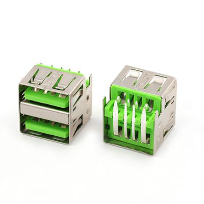 Dual Row USB 2.0 A Type Female Connector Mid Mount USB A 4Pin Socket Connector