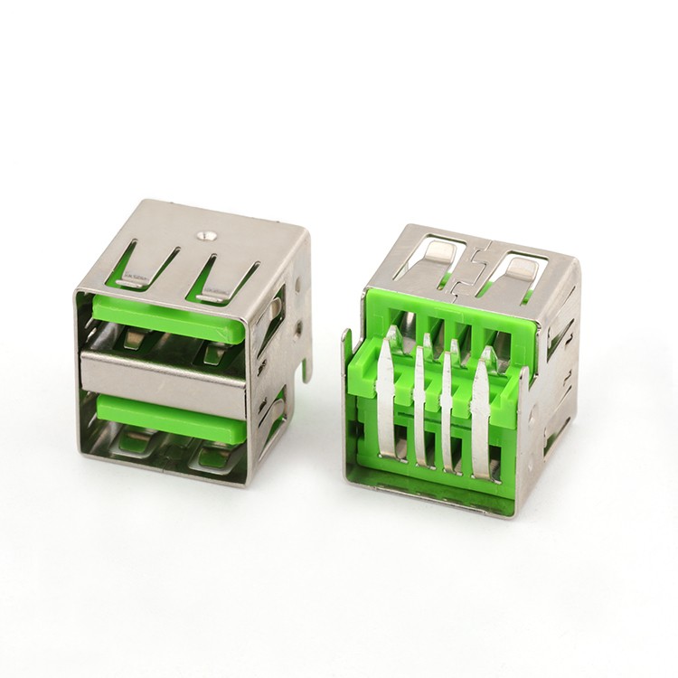 Dual Row USB 2.0 A Type Female Connector Mid Mount USB A 4Pin Socket Connector