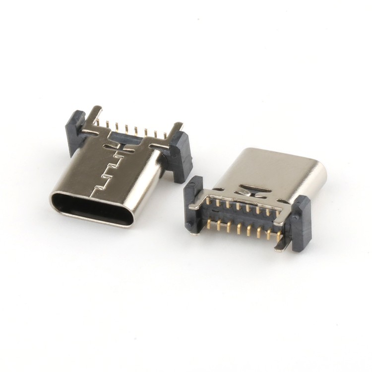 Dual Row USB C Connector Female Vertical 16P SMT 13.0H 13.7H 15.0H USB C Connector