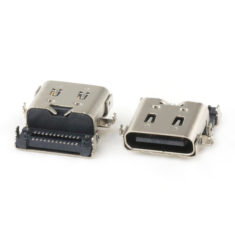 Dual SMT USB C Connector Right Angle Type 24Pin USB 4.0 C Female Connector