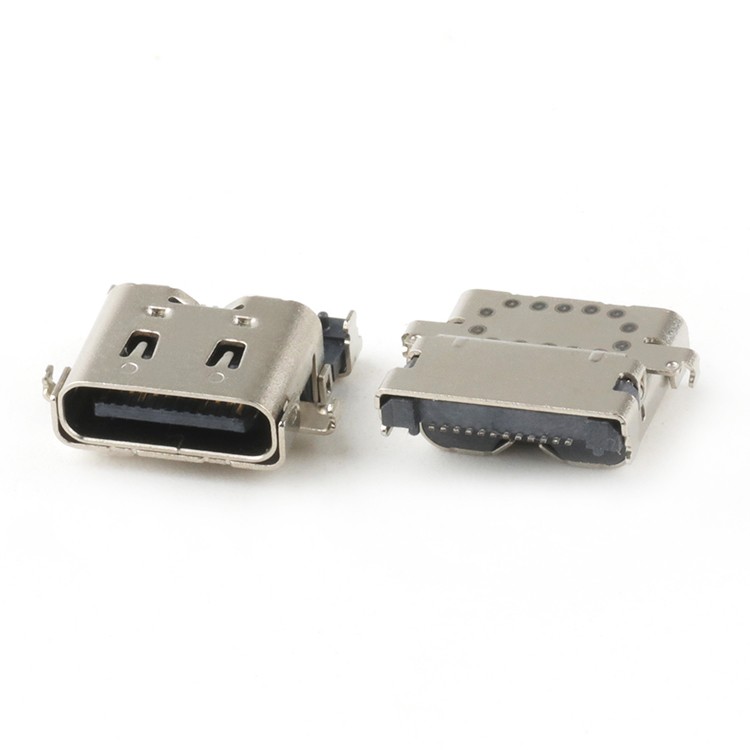 Dual SMT USB C Connector Right Angle Type 24Pin USB 4.0 C Female Connector