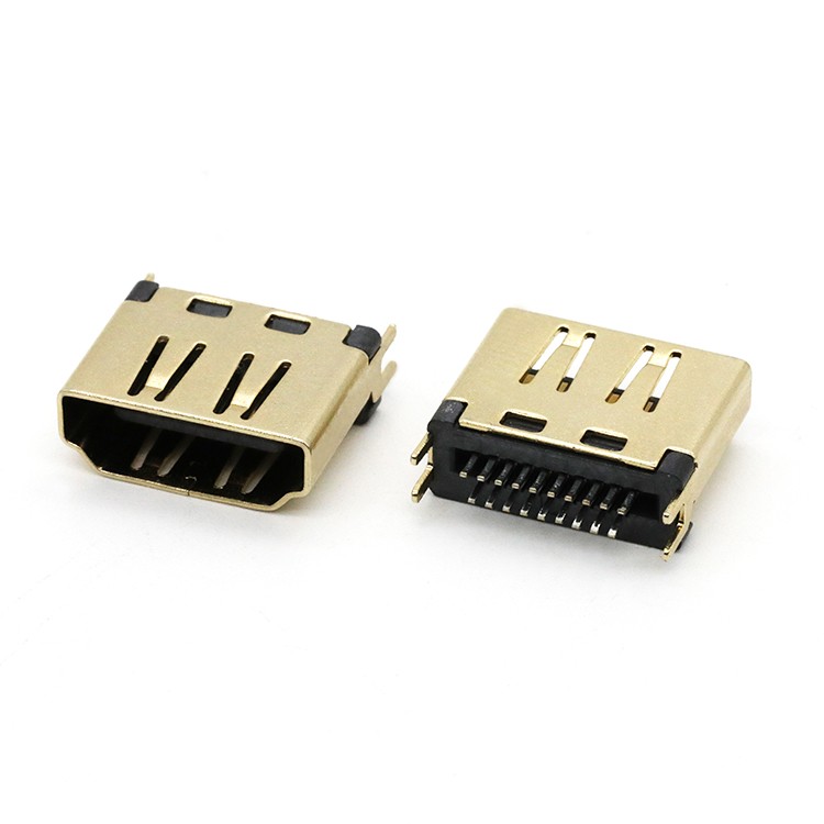 Gold Flash 19Pin Vertical High Definition Multimedia Interface A Female Connector
