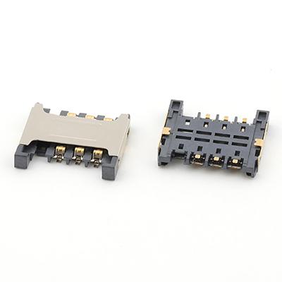 Gold Flash Plated 2.40H 6Pin SMT Type Micro SIM Card Connector