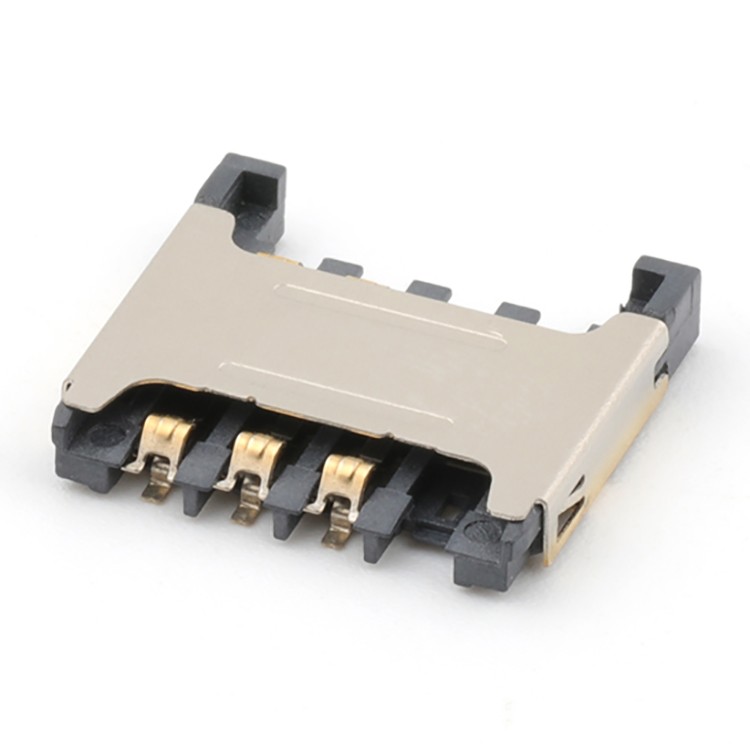 Gold Flash Plated 2.40H 6Pin SMT Type Micro SIM Card Connector