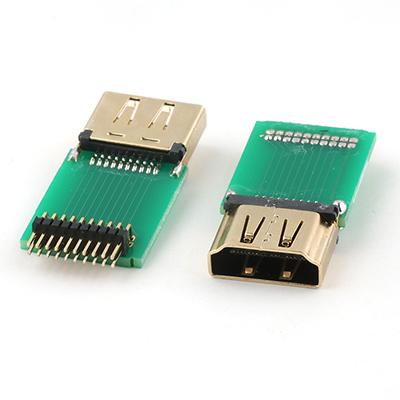 Gold Plated 20Pin HD-MI A Type Female TO Pin Header Right Angle Adapter