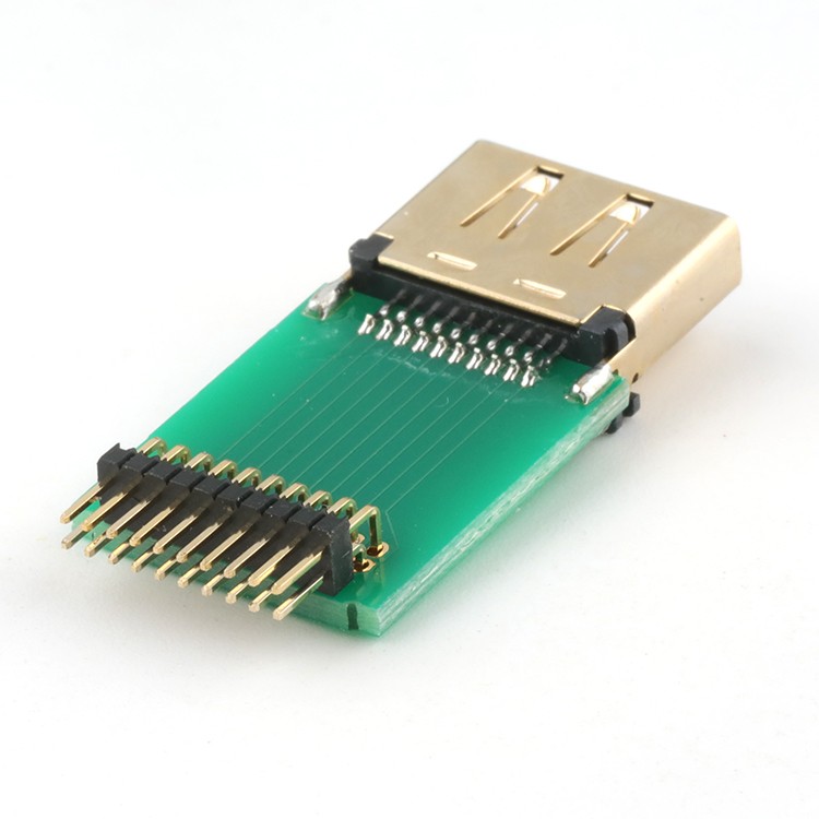 Gold Plated 20Pin HD-MI A Type Female TO Pin Header Right Angle Adapter