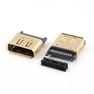 Gold Plated DP 20P Female Connector Wire Soldering Type DP Female Connector With Flange