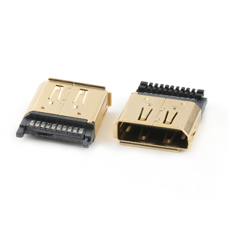 Gold Plated DP 20P Female Connector Wire Soldering Type DP Female Connector With Flange
