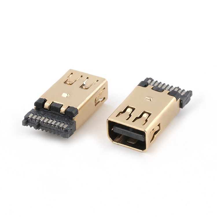 Gold Plated Mini DP Connector DisplayPort Female 20P Connector with Lock Pin