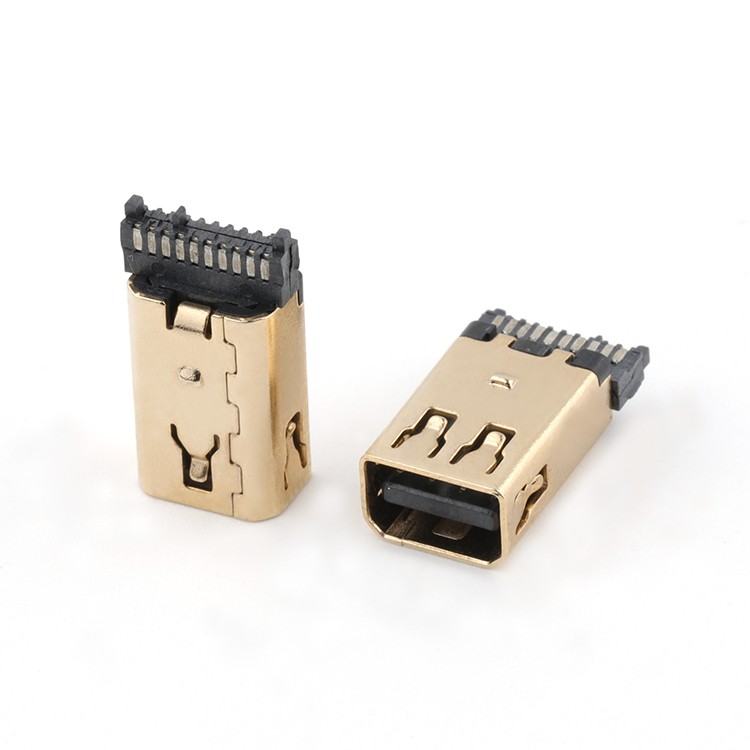 Gold Plated Mini DP Connector DisplayPort Female 20P Connector with Lock Pin