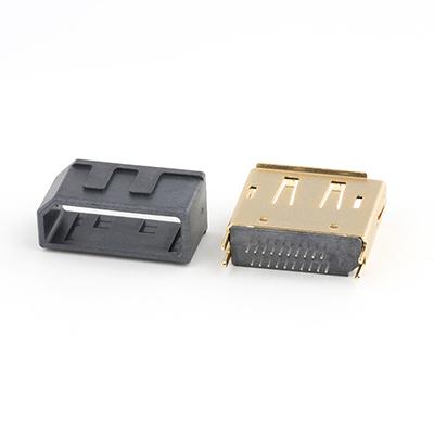 Gold Plated Straddle Mount 1.6MM Displayport DP Female Connector with Flange + Cover