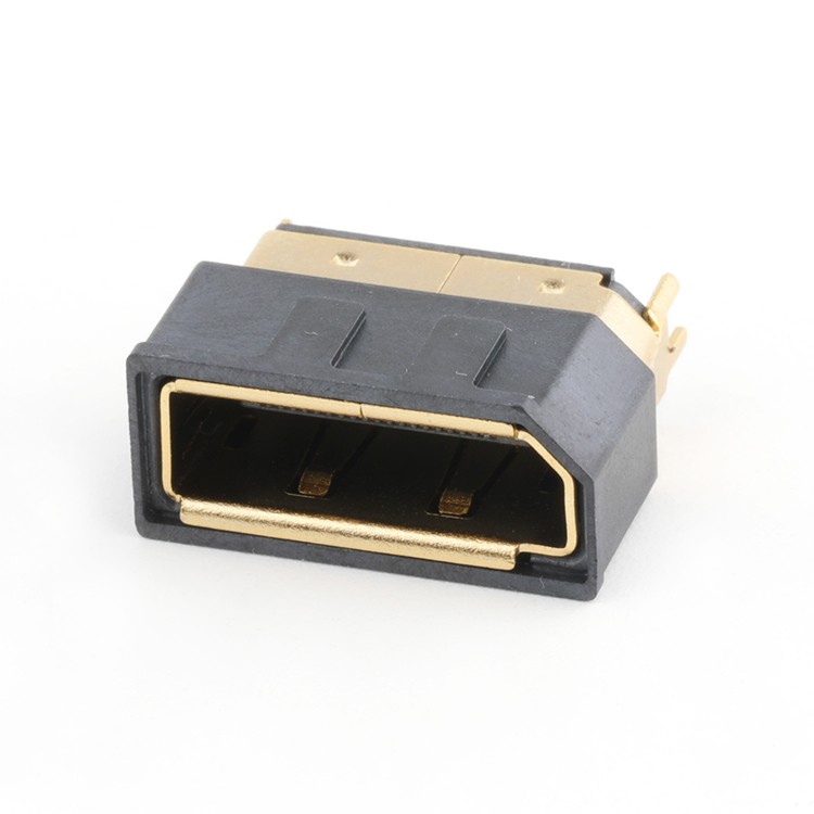 Gold Plated Straddle Mount 1.6MM Displayport DP Female Connector with Flange + Cover