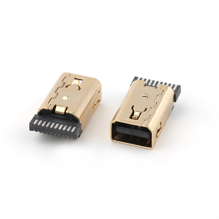 Gold Plating Mini DP Connector DP Female 20Pin Connector For Wire Soldering