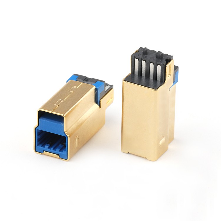 Gold Plating Short Body USB 3.0 B Type Male Connector for Wire Soldering