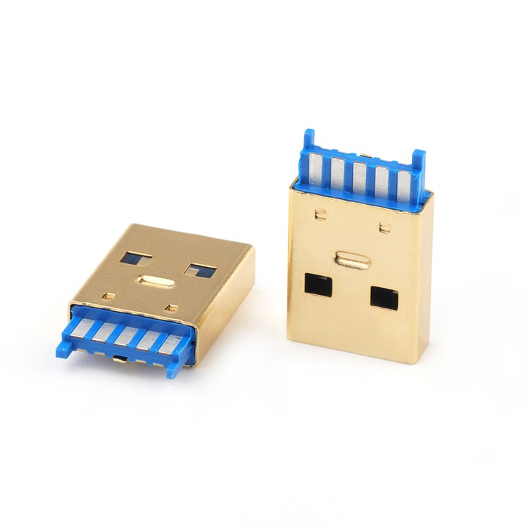 Gold Plating Vertical USB 3.0 A Type Male 5+5P Soldering Connector