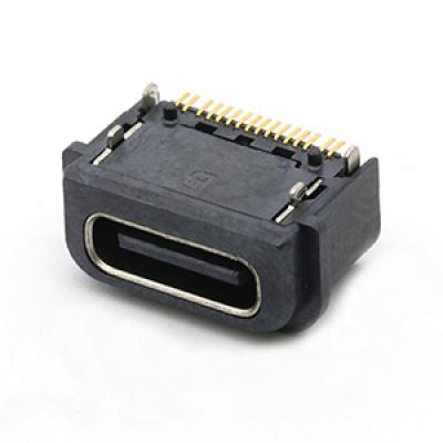 IP64 Rating USB Waterproof Type C 16Pin Female SMT Connector , CH=3.18mm