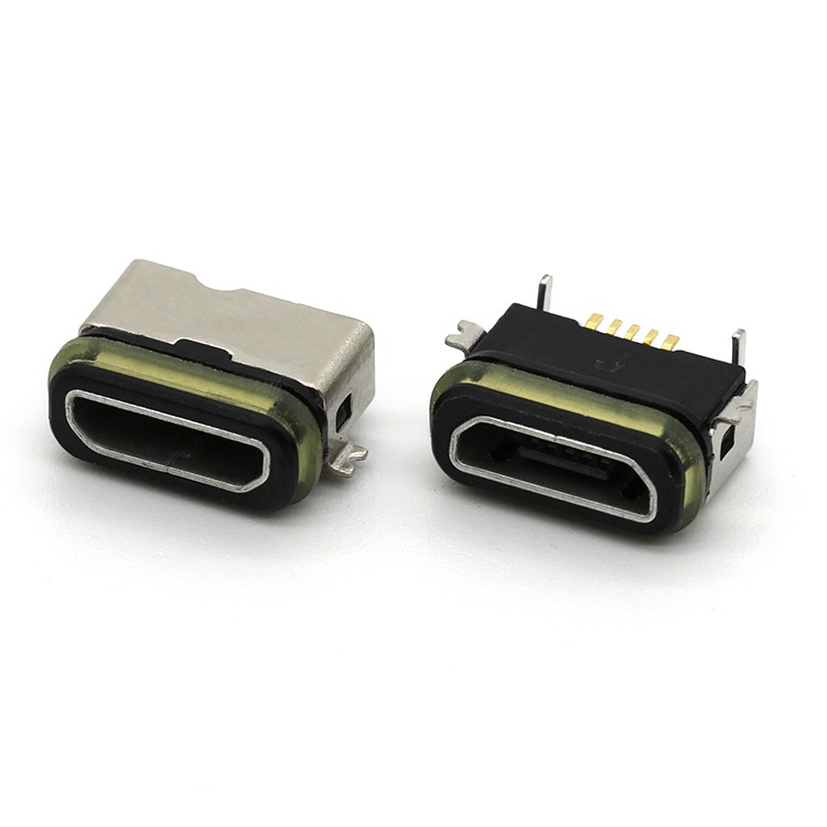 IP67 Micro USB 2.0 Waterproof B Type Female Socket 5Pin Connector