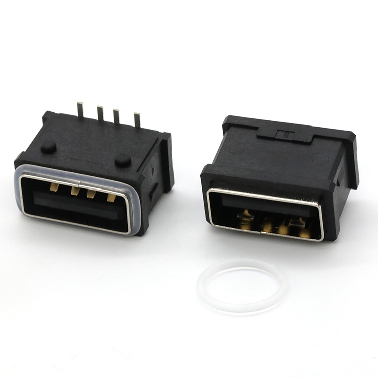 IP67 Rating Waterproof Type A Female USB 2.0 AF Connector 4Pin DIP Type