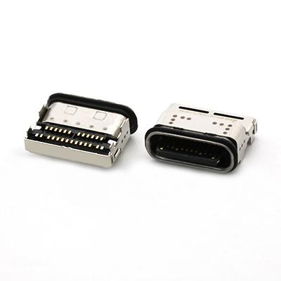 IP68 24Pin Waterproof USB Type C Female Receptacle 2 Row SMT Connector 