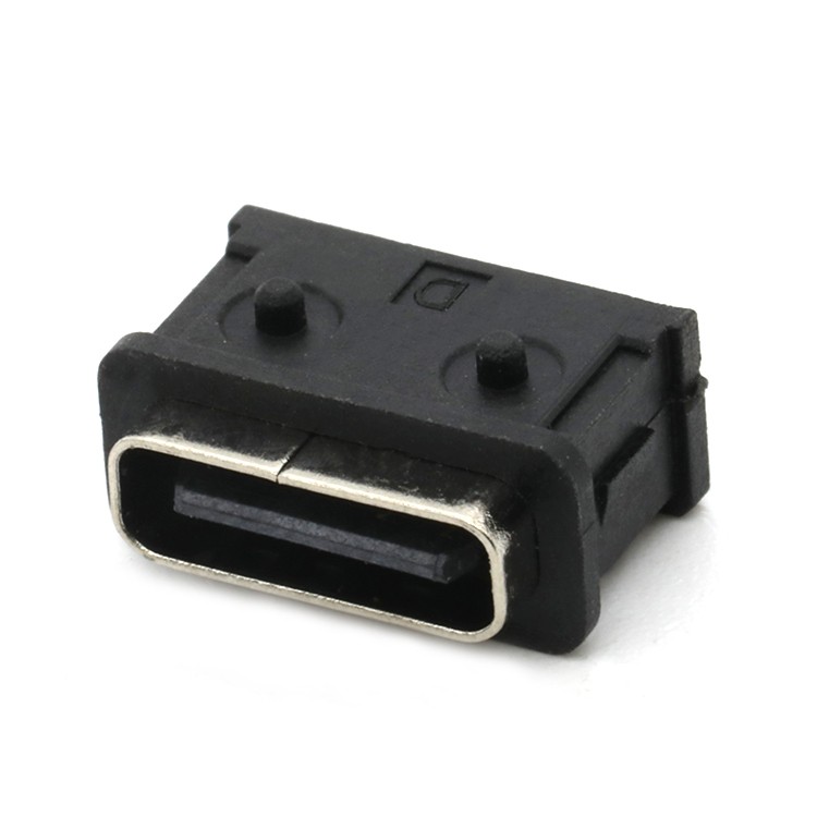 IP68 6P Waterproof USB C Female Connector Vertical DIP Type