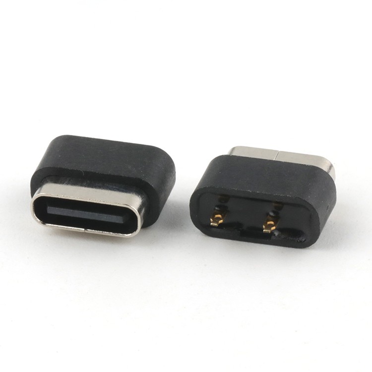 IP68 Waterproof  2Pin Dip Type USB C Female Connector For Wire Soldering